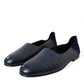 Elegant Blue Crocodile Leather Loafers