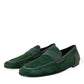 Emerald Velvet Leather Loafers for Men