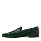 Emerald Velvet Leather Loafers for Men