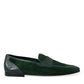 Emerald Velvet Leather Loafers for Men