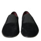 Elegant Black Velor Loafers for the Discerning Gentleman