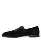 Elegant Black Velor Loafers for the Discerning Gentleman