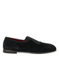 Elegant Black Velor Loafers for the Discerning Gentleman