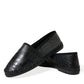 Exotic Black Leather Espadrilles