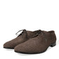 Elegant Raffia Upper Derby Shoes - Lace Up in Brown