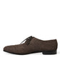 Elegant Raffia Upper Derby Shoes - Lace Up in Brown