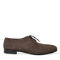 Elegant Raffia Upper Derby Shoes - Lace Up in Brown