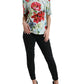 Chic Floral Round Neck Cotton Top