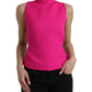 Elegant Pink Turtleneck Sleeveless Wool Top