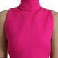 Elegant Pink Turtleneck Sleeveless Wool Top