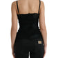 Elegant Black Silk Lace Tank Top