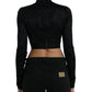 Elegant Black Cropped Top with Zip Closure