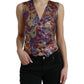 Multicolor Floral Print Jacquard Waistcoat Vest