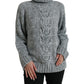 Elegant Gray Cashmere Blend Turtleneck Pullover