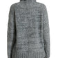 Elegant Gray Cashmere Blend Turtleneck Pullover