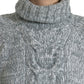 Elegant Gray Cashmere Blend Turtleneck Pullover