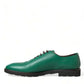 Elegant Green Leather Oxford Dress Shoes