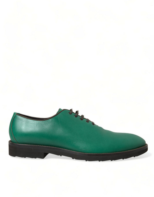 Elegant Green Leather Oxford Dress Shoes