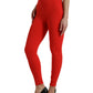 Elegant High Waist Red Leggings