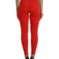 Elegant High Waist Red Leggings