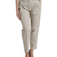 High-Waisted Tapered Fashion Pants - Beige