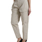 High-Waisted Tapered Fashion Pants - Beige