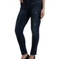 Elegant Dark Blue Mid Waist Stretch Jeans