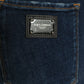 Elegant Dark Blue Mid Waist Stretch Jeans