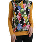 Elegant Patchwork Henley Silk Blend Sweater