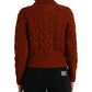 Elegant Brown Turtleneck Wool Sweater