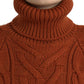 Elegant Brown Turtleneck Wool Sweater