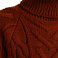 Elegant Brown Turtleneck Wool Sweater