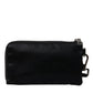 Elegant Black Nylon & Leather Pouch