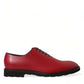 Elegant Red Leather Oxford Dress Shoes