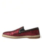 Red Sequined Leather Loafers