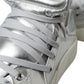 Silver Leather High-Top Sneakers