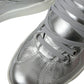 Silver Leather High-Top Sneakers