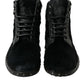 Elegant Black Calf Leather Lace-Up Boots