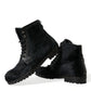 Elegant Black Calf Leather Lace-Up Boots