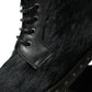 Elegant Black Calf Leather Lace-Up Boots