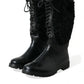 Sleek Black Shearling Mid Calf Boots