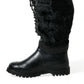 Sleek Black Shearling Mid Calf Boots