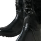 Sleek Black Shearling Mid Calf Boots