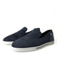 Elegant Blue Suede Leather Loafers