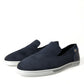 Blue Suede Caiman Loafers Saint Tropez Shoes