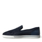 Elegant Blue Suede Leather Loafers