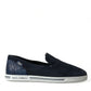 Blue Suede Caiman Loafers Saint Tropez Shoes