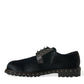 Elegant Black Calf Fur Derby Shoes