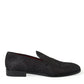 Elegant Black Brocade Dress Loafers