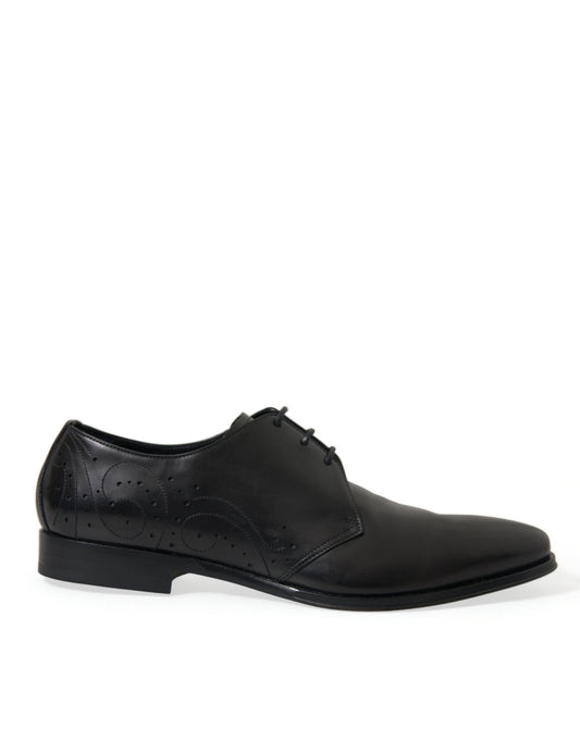 Elegant Black Leather Derby Dress Shoes